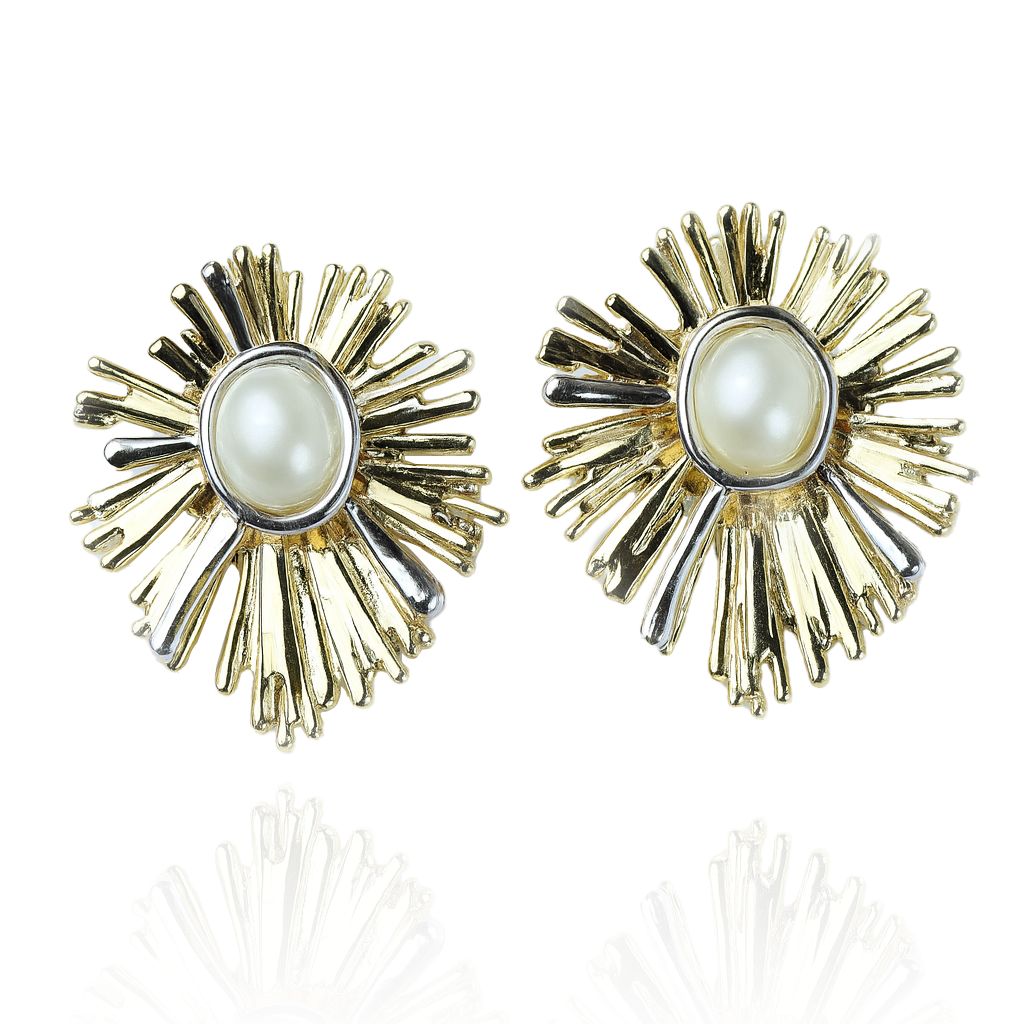 Aanura Radiant Sunburst Pearl Earrings