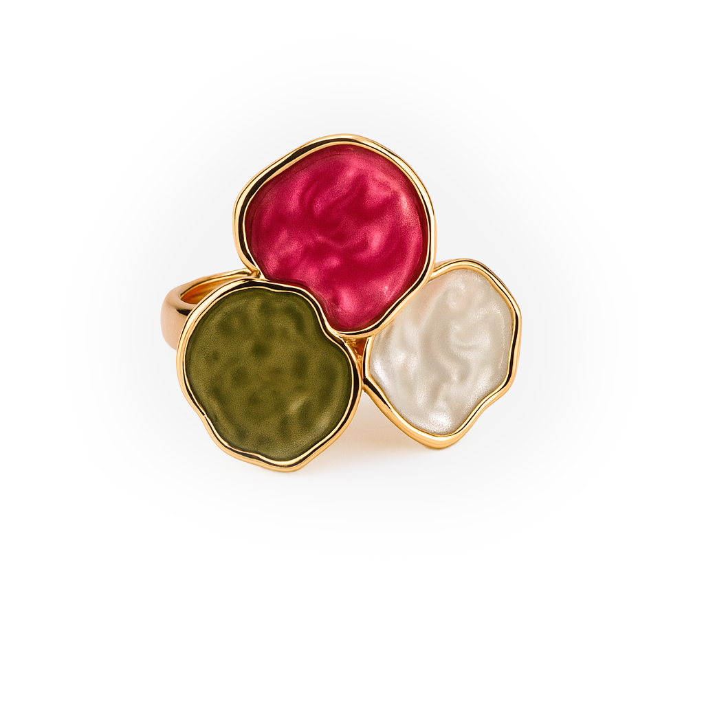 Aanura Multicolor Petal Ring & Pearl Finish