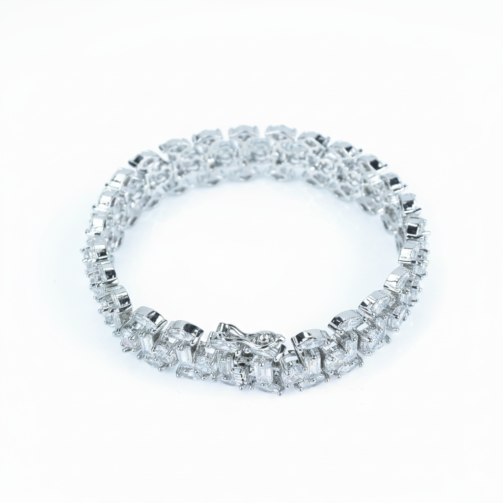 Aanura Radiant Diamond Silver Bracelet