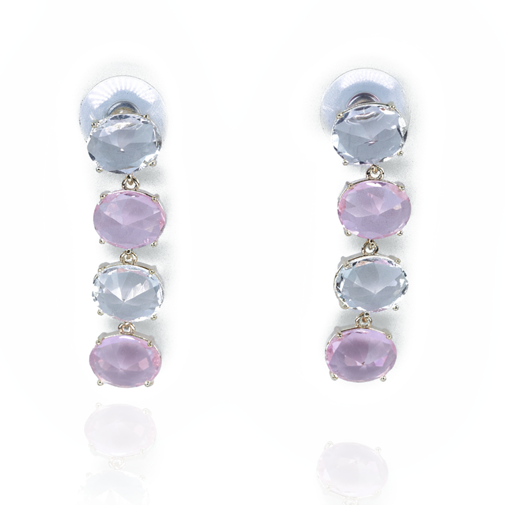 Aanura Aqua Blue & Clear Stone Drop Earrings