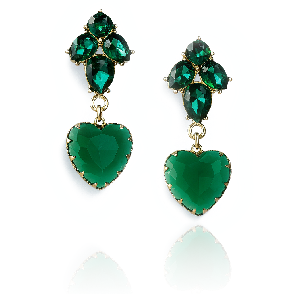 Aanura Black Heart Gemstone Drop Earrings