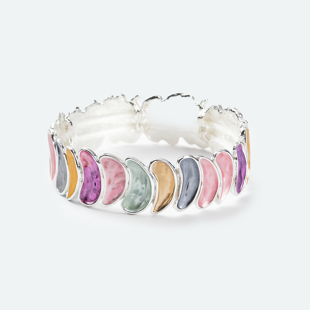 Aanura Pastel Petals Abstract Silver Bracelet