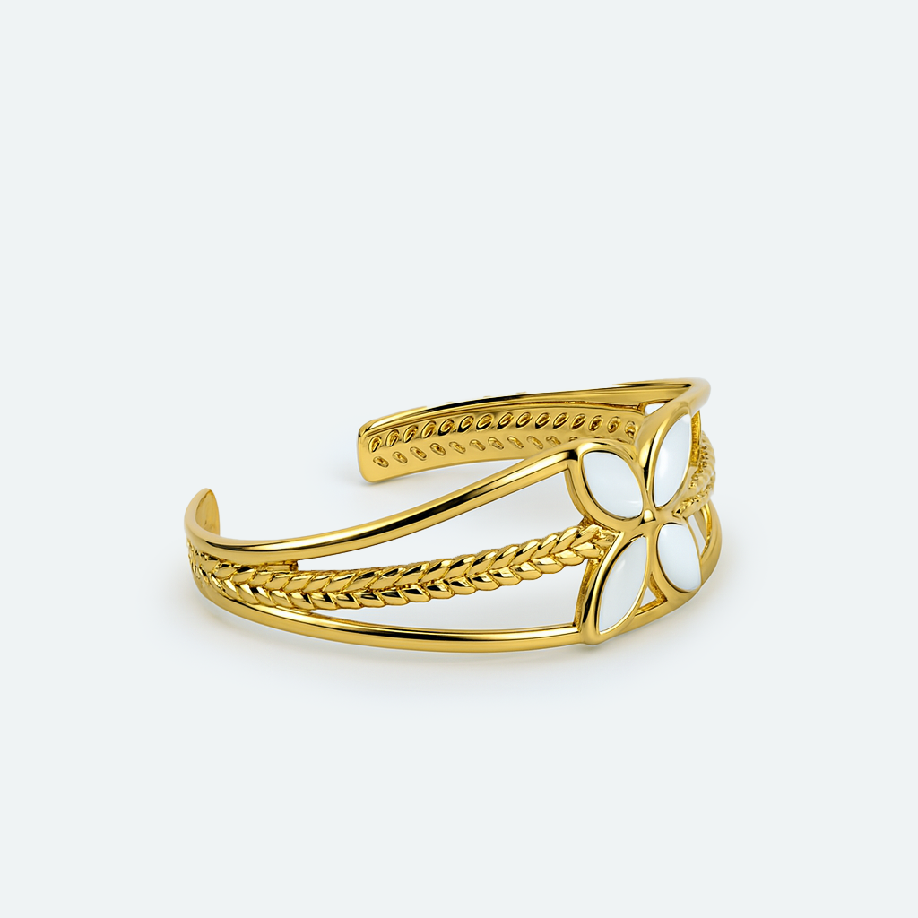 Aanura Gold Floral Open Cuff Bracelet