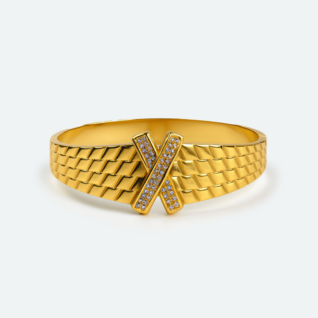 Aanura Textured Gold X Motif Bracelet