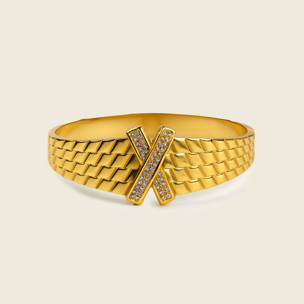 Aanura Textured Gold X Motif Bracelet