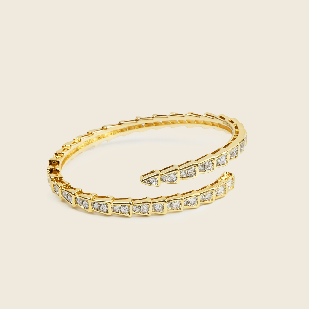 Aanura Serpent-Inspired Gold Diamond Coil Bracelet