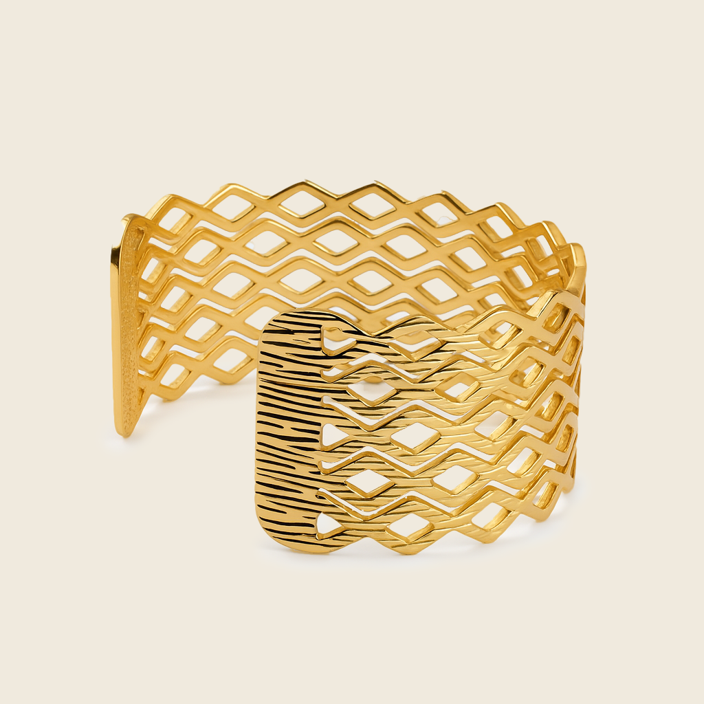 Aanura Diamond Lattice Gold Cuff Bracelet