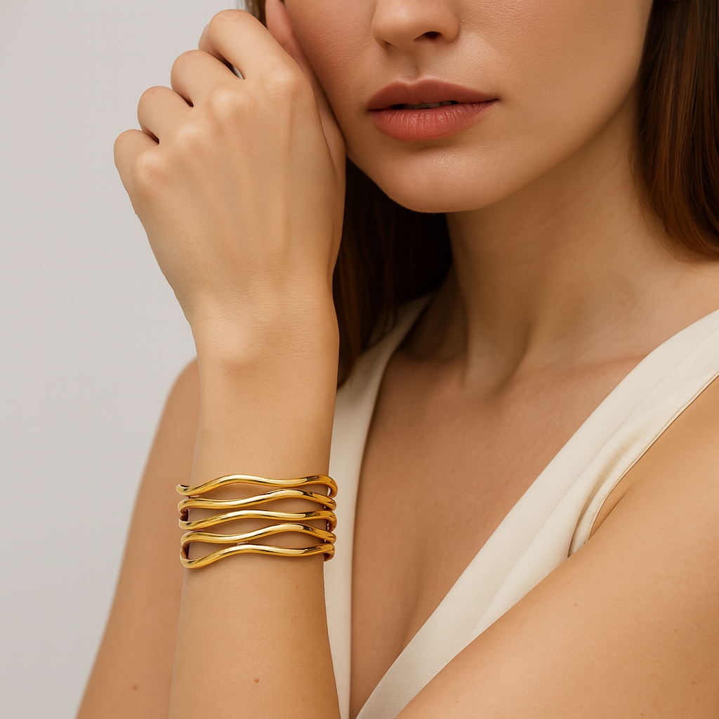 Aanura Golden Wave Cuff Bracelet