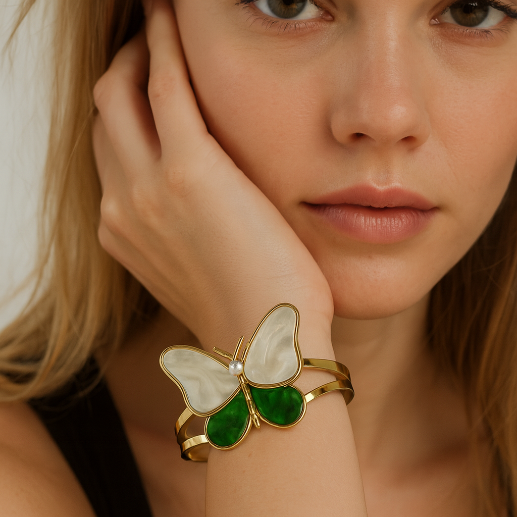 Aanura Butterfly Pearl Enamel Bracelet