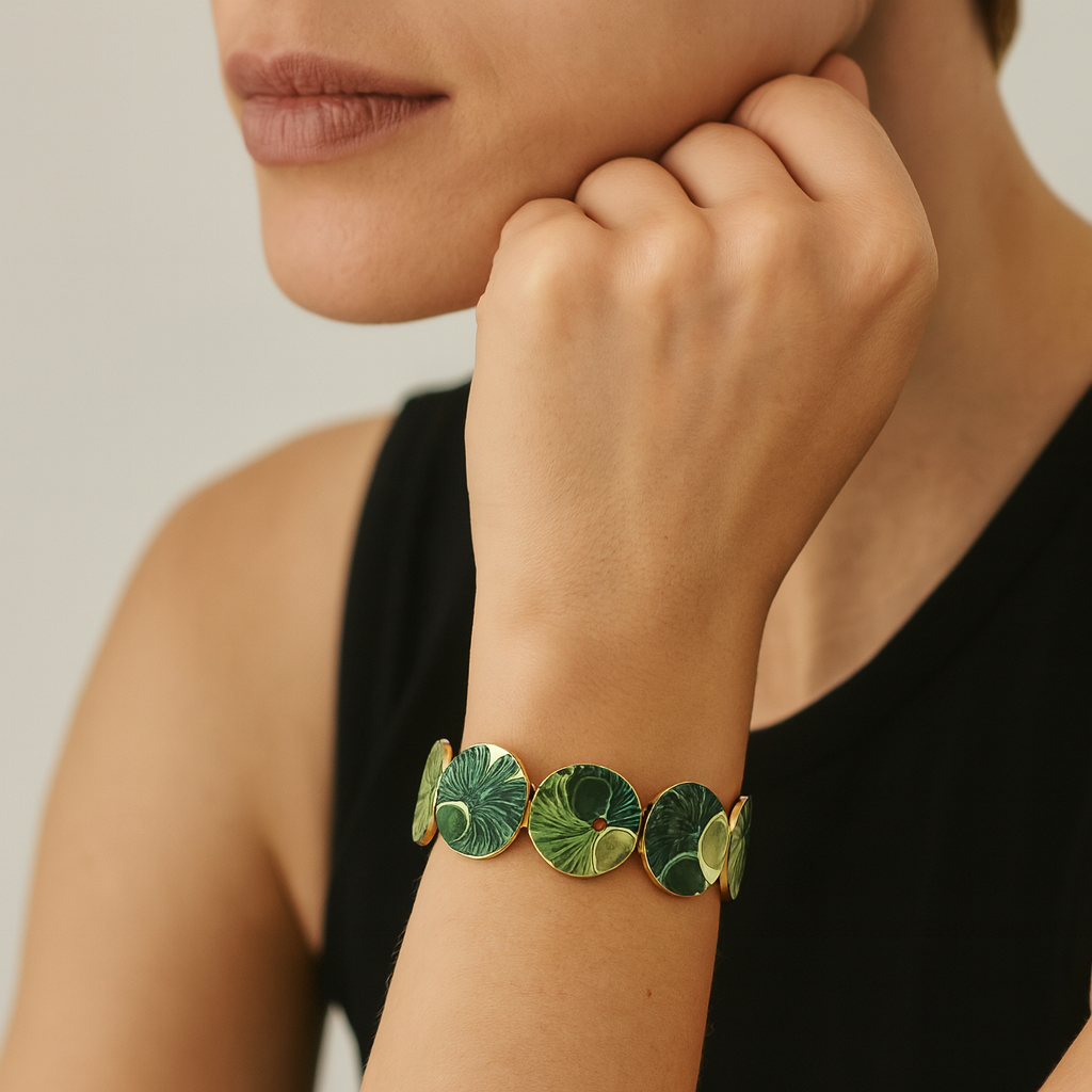 Aanura Verdant Forest Gold Enamel Bracelet