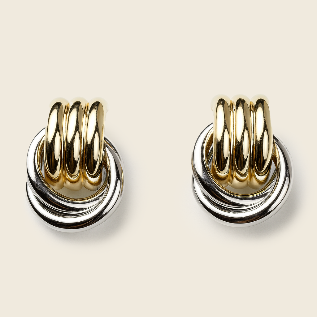 Aanura Dual-Tone Knot Statement Earrings
