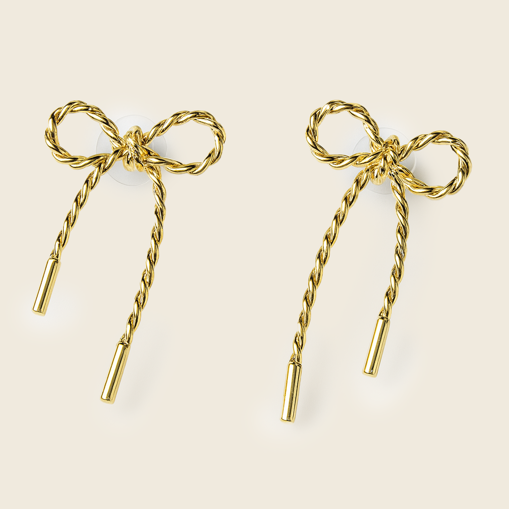 Golden Bow Twist Earrings – Aanura