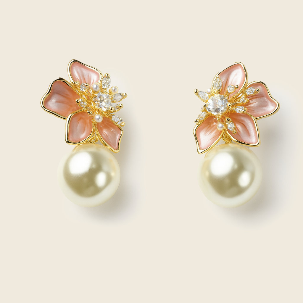 Aanura Floral Pearl Drop Earrings