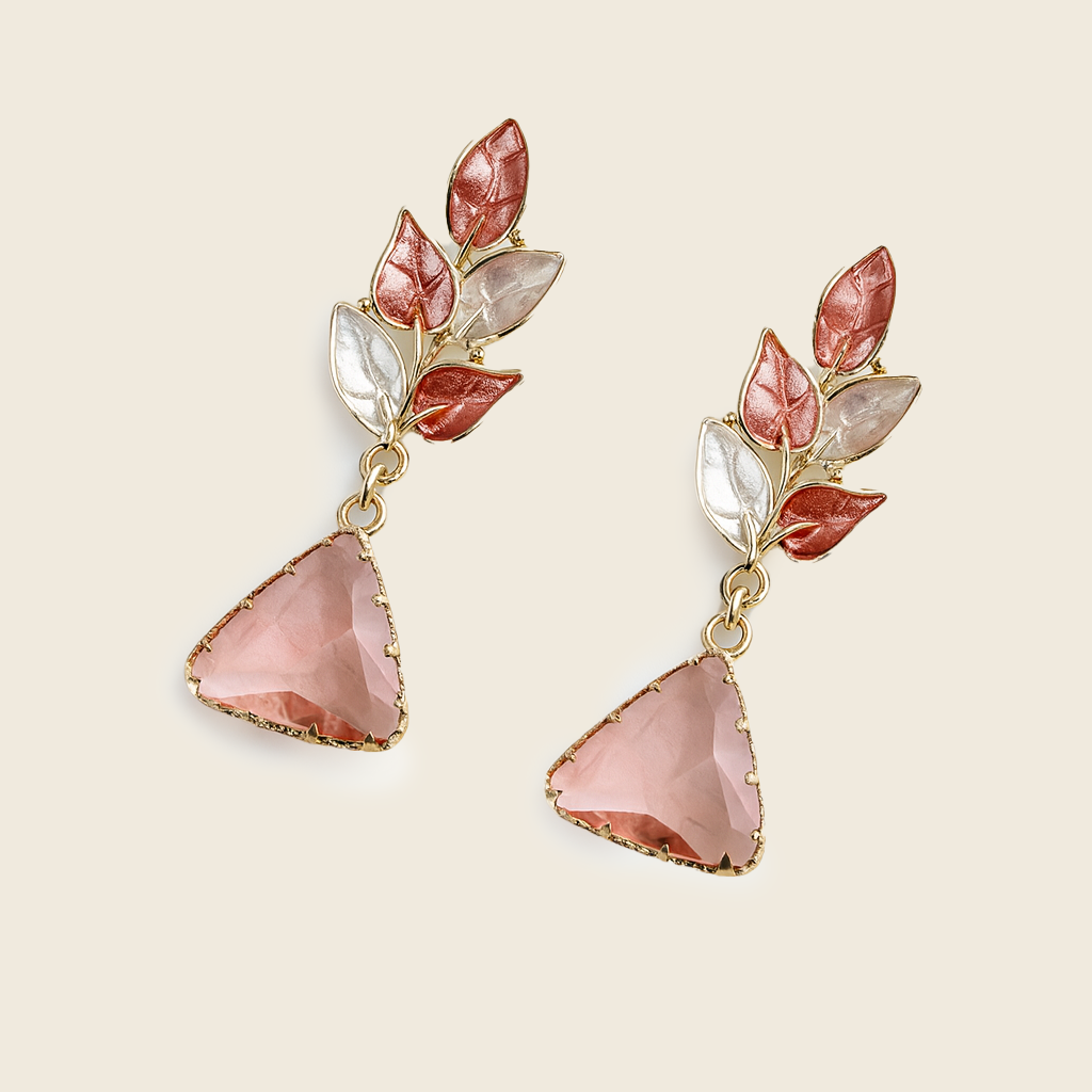Aanura Pink Leaf Drop Earrings