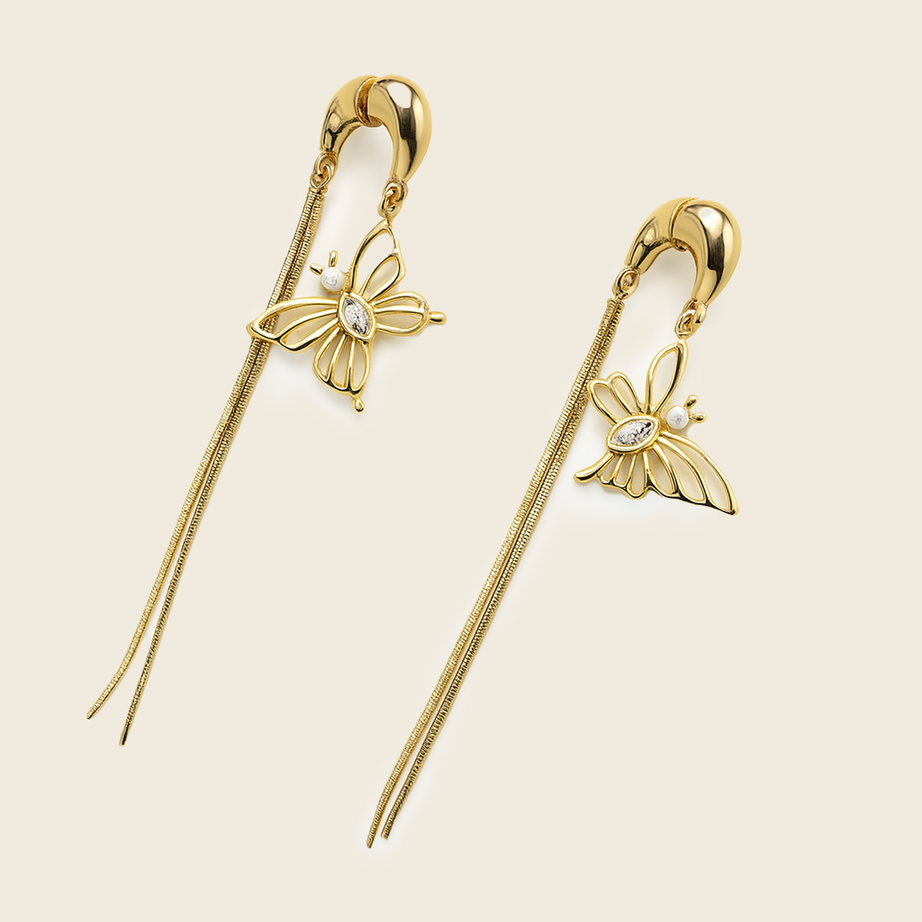 Aanura Butterfly Tassel Drop Earrings