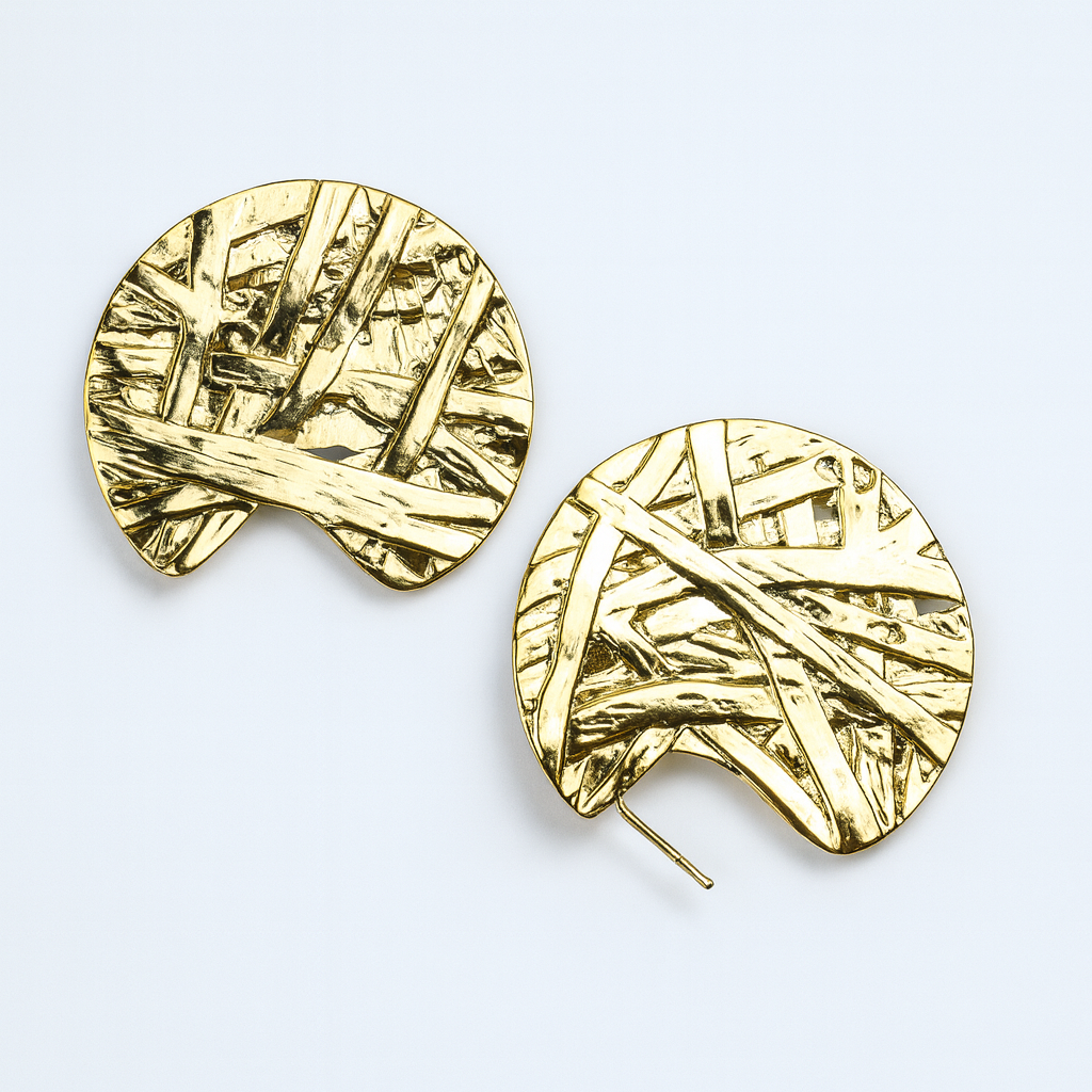 Aanura Abstract Gold Statement Earrings