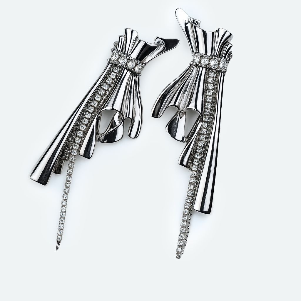 Aanura Silver Crystal Glam Earrings