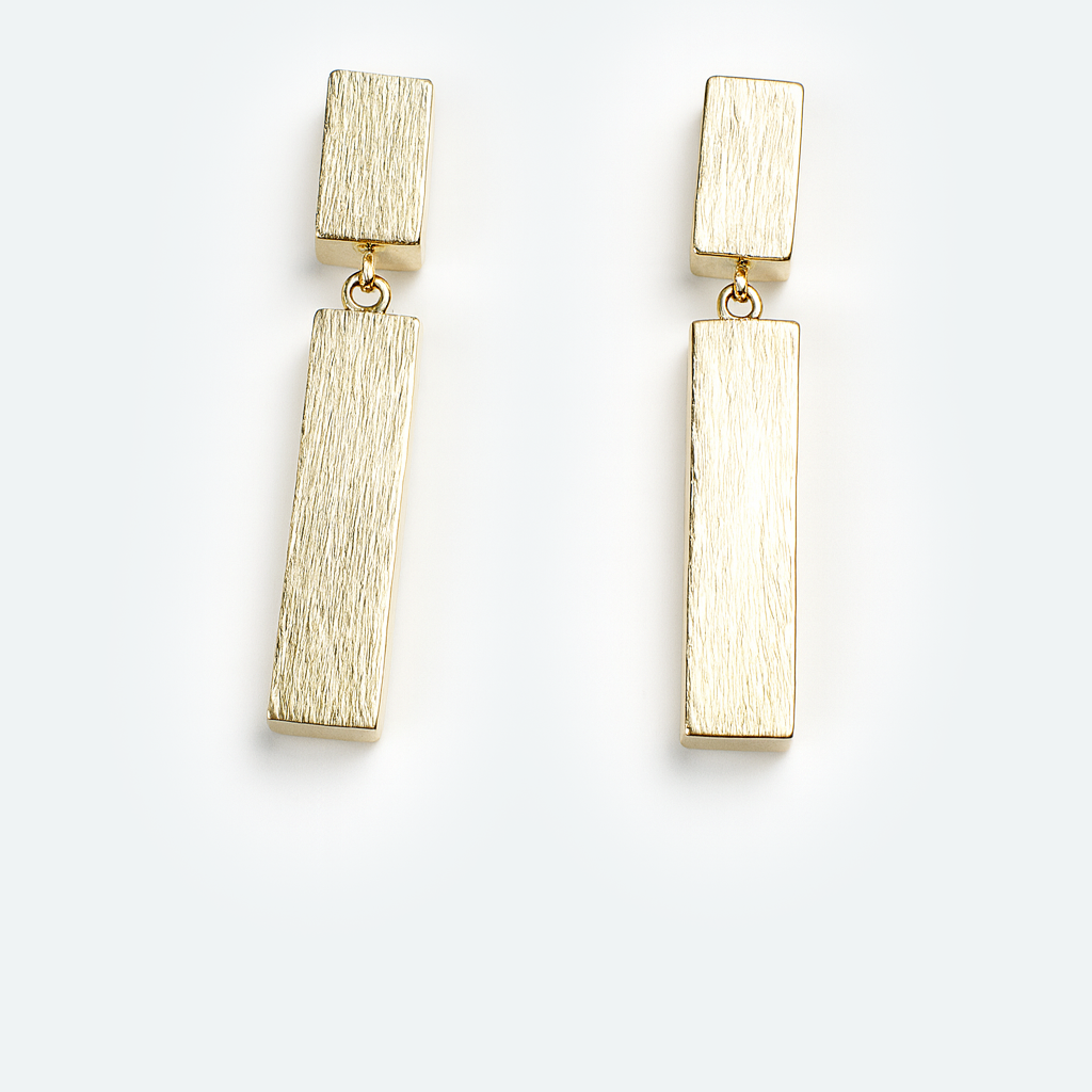 Aanura Geometric Gold Bar Earrings