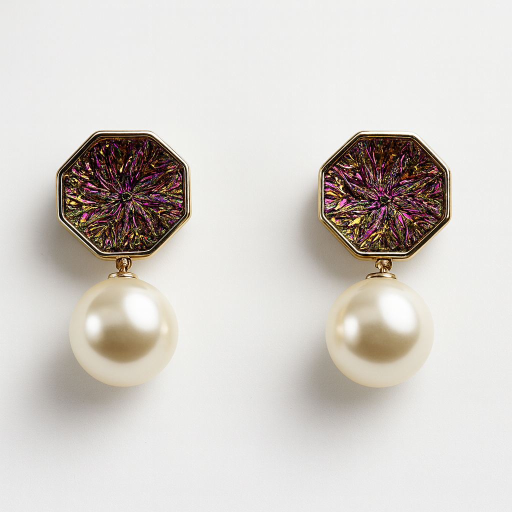 Aanura Hexagon Pearl Drop Earrings