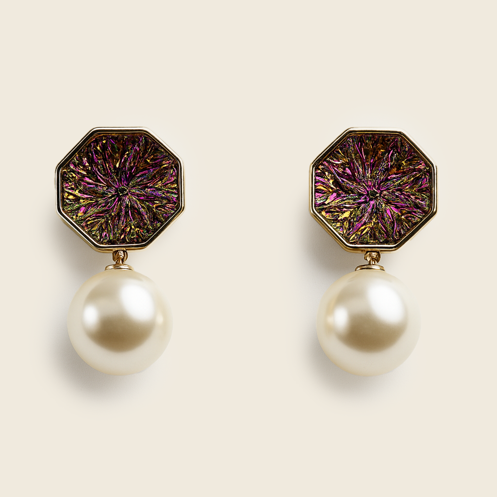 Aanura Hexagon Pearl Drop Earrings
