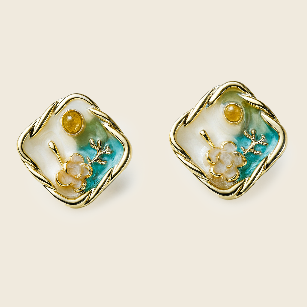 Aanura Garden Bliss Pearl Enamel Stud Earrings