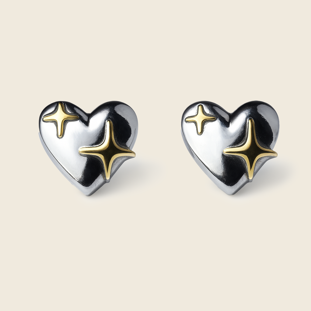 Aanura Cosmic Heart Stainless Steel Stud Earrings