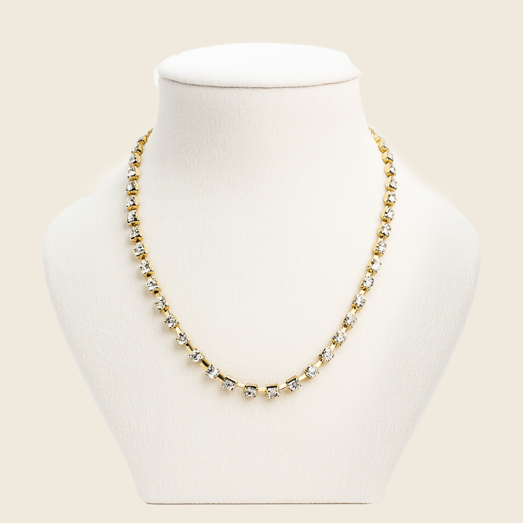 Elegant Gold-Plated Diamond Tennis Necklace