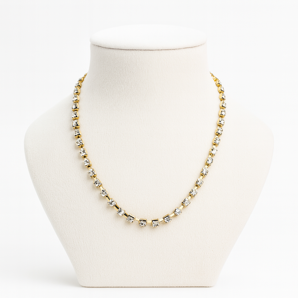 Elegant Gold-Plated Diamond Tennis Necklace