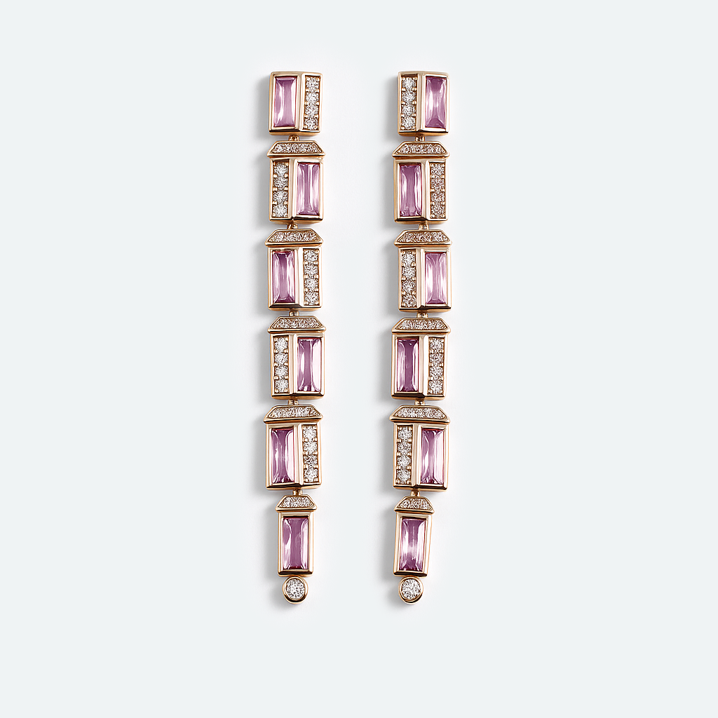 Aanura Lavender Crystal Long Drop Earrings