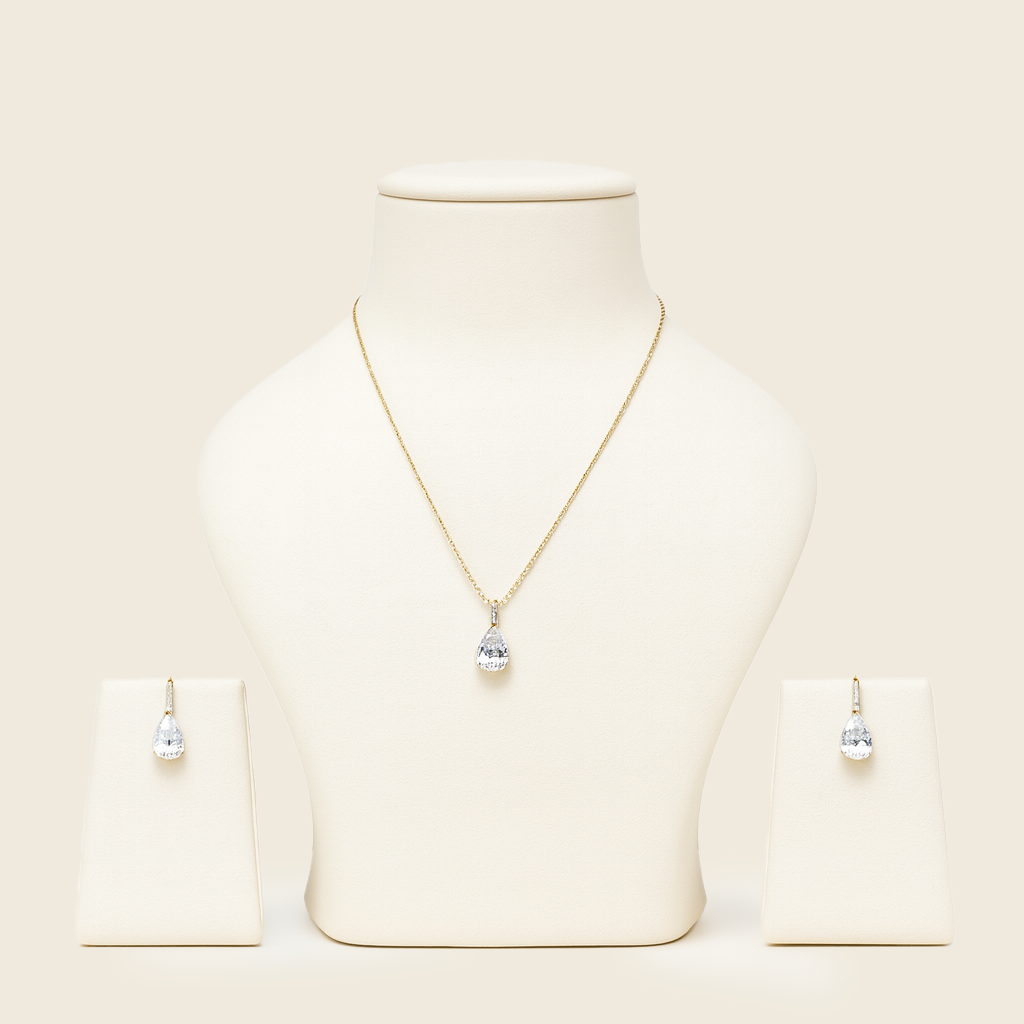 Elegant Teardrop Crystal Necklace & Earrings Set
