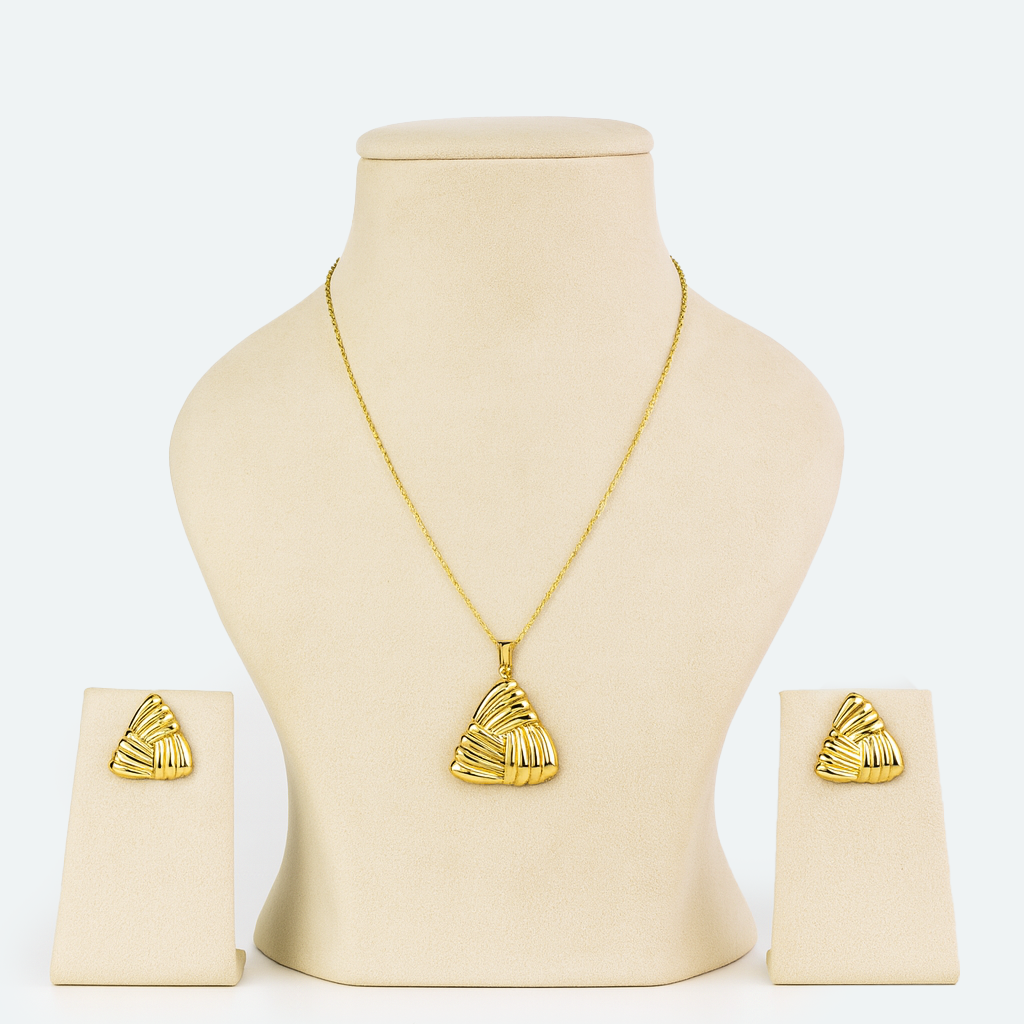 Aanura Golden Shell Statement Necklace & Earrings