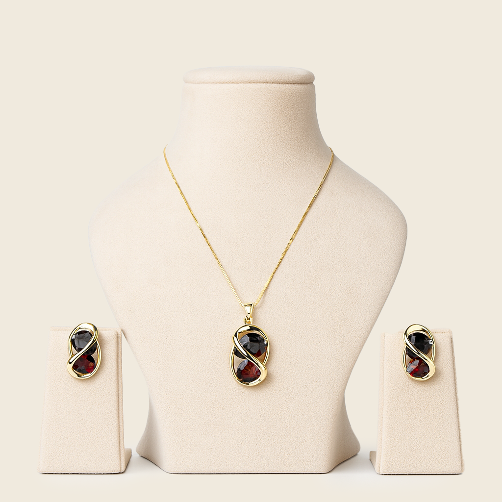 Aanura Golden Infinity Gem Necklace & Earrings Set