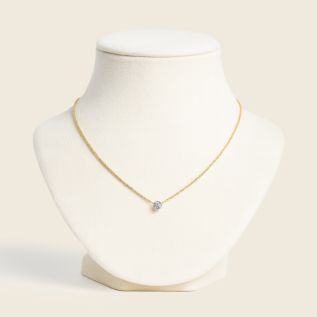 Aanura Minimal Gold Necklace with Solitaire Pendant