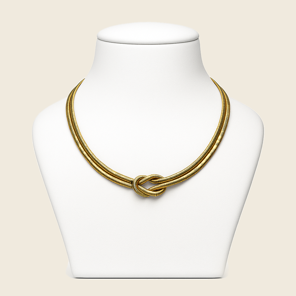 Aanura Gold Knot Statement Necklace – Stainless Steel