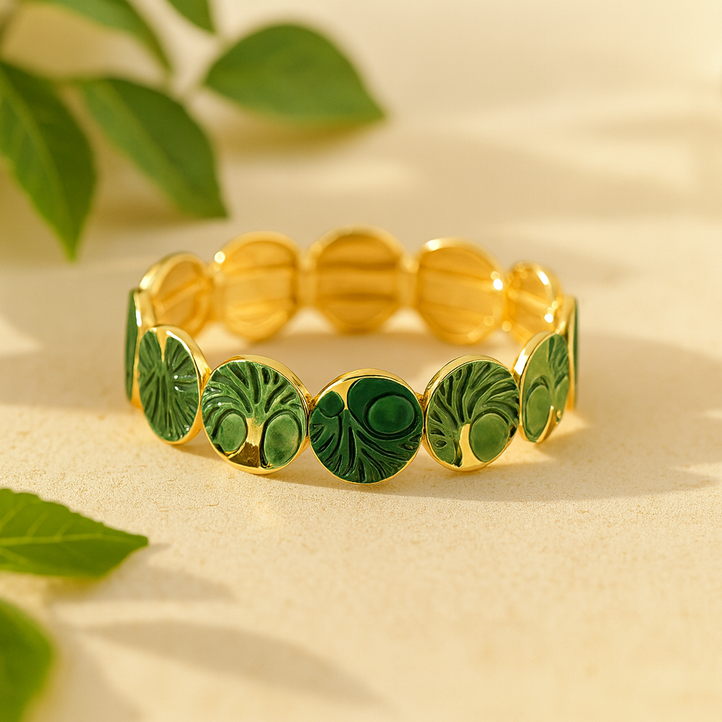 Aanura Verdant Forest Gold Enamel Bracelet