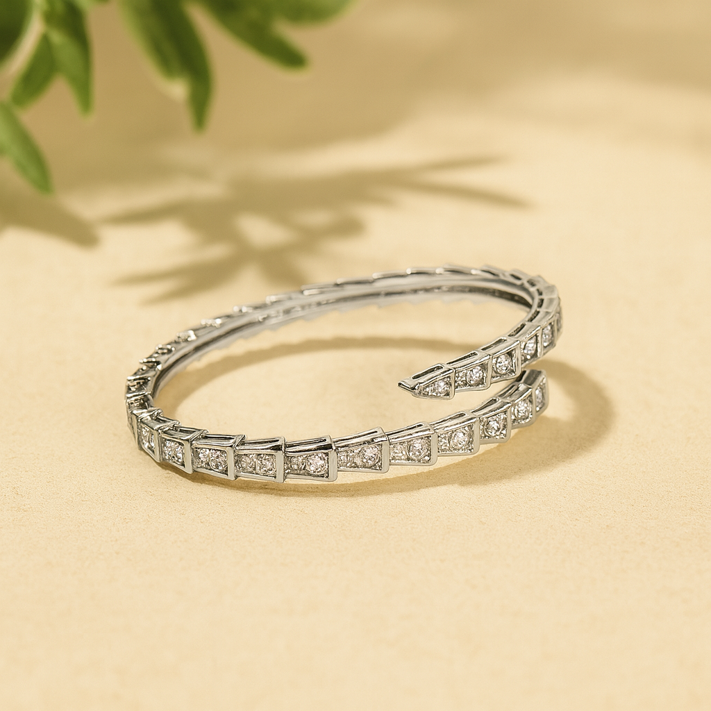 Aanura Serpent-Inspired Gold Diamond Coil Bracelet
