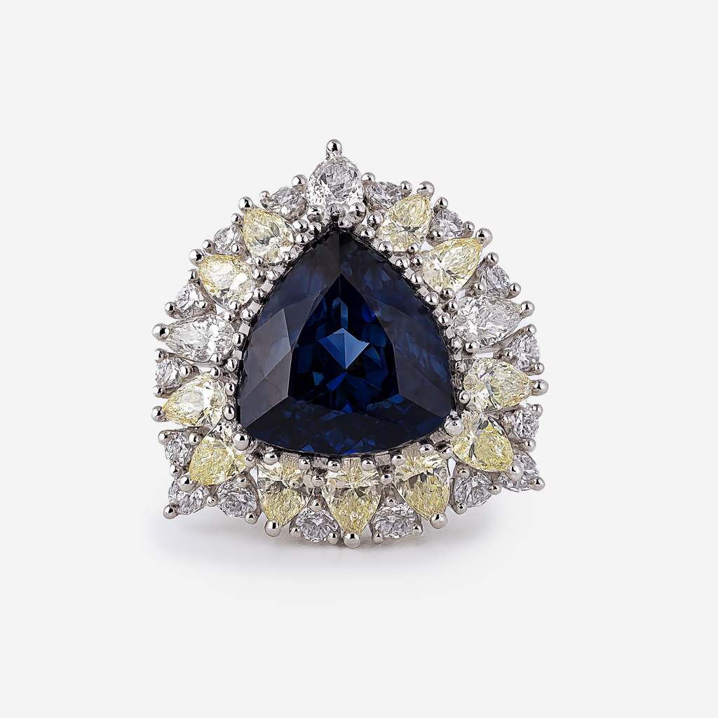 Aanura Silver Crystal Baguette Halo Cocktail Ring