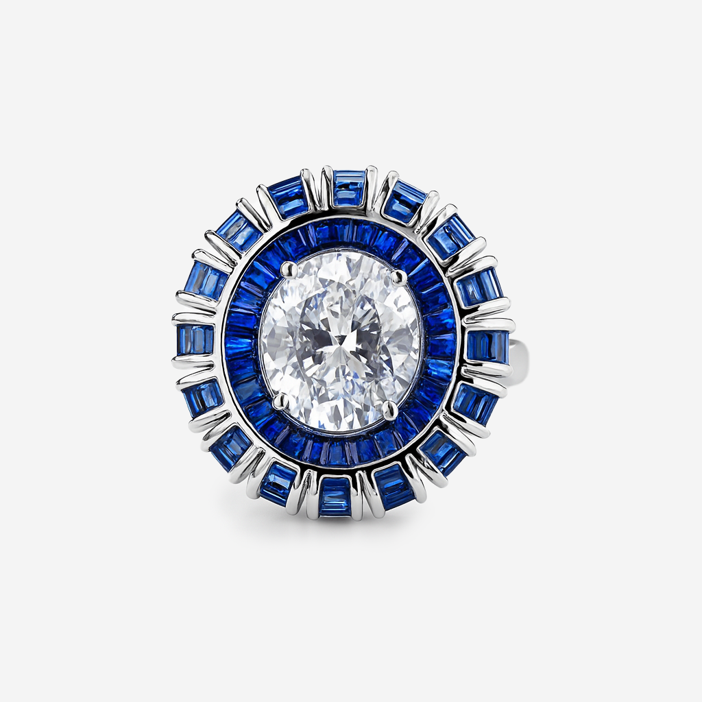 Aanura Silver Emerald Baguette Band Statement Ring