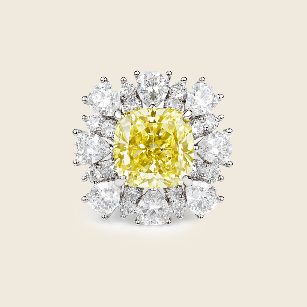Aanura Silver Red Cushion Gem Halo Cocktail Ring