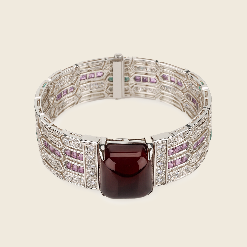 Aanura Regal Garnet Glow Stainless Bracelet