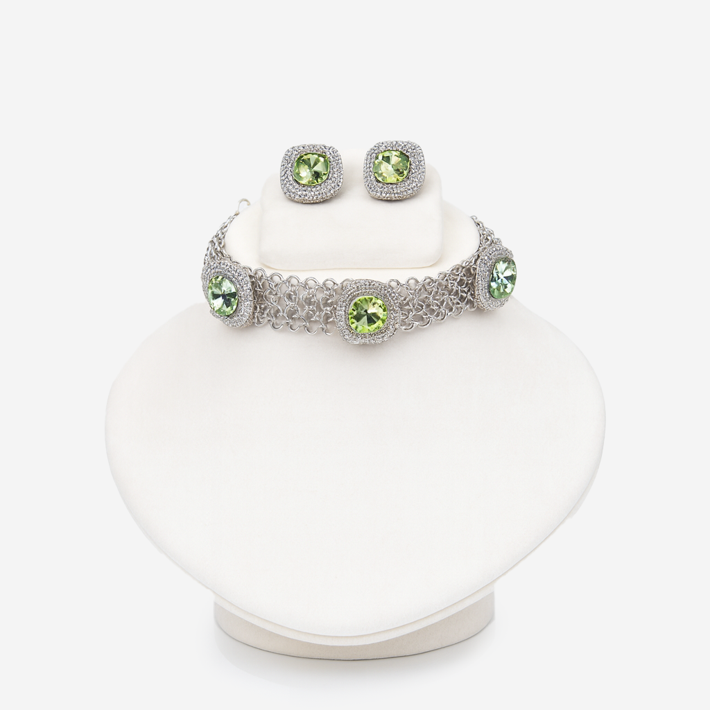 Aanura Multicolor Crystal Choker Necklace Set