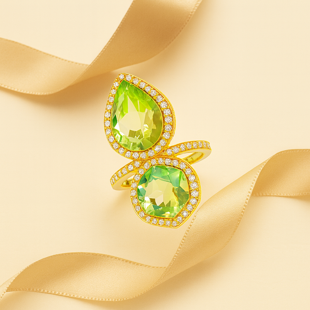 Aanura Gold-Tone Dual Gem Open Band Statement Ring