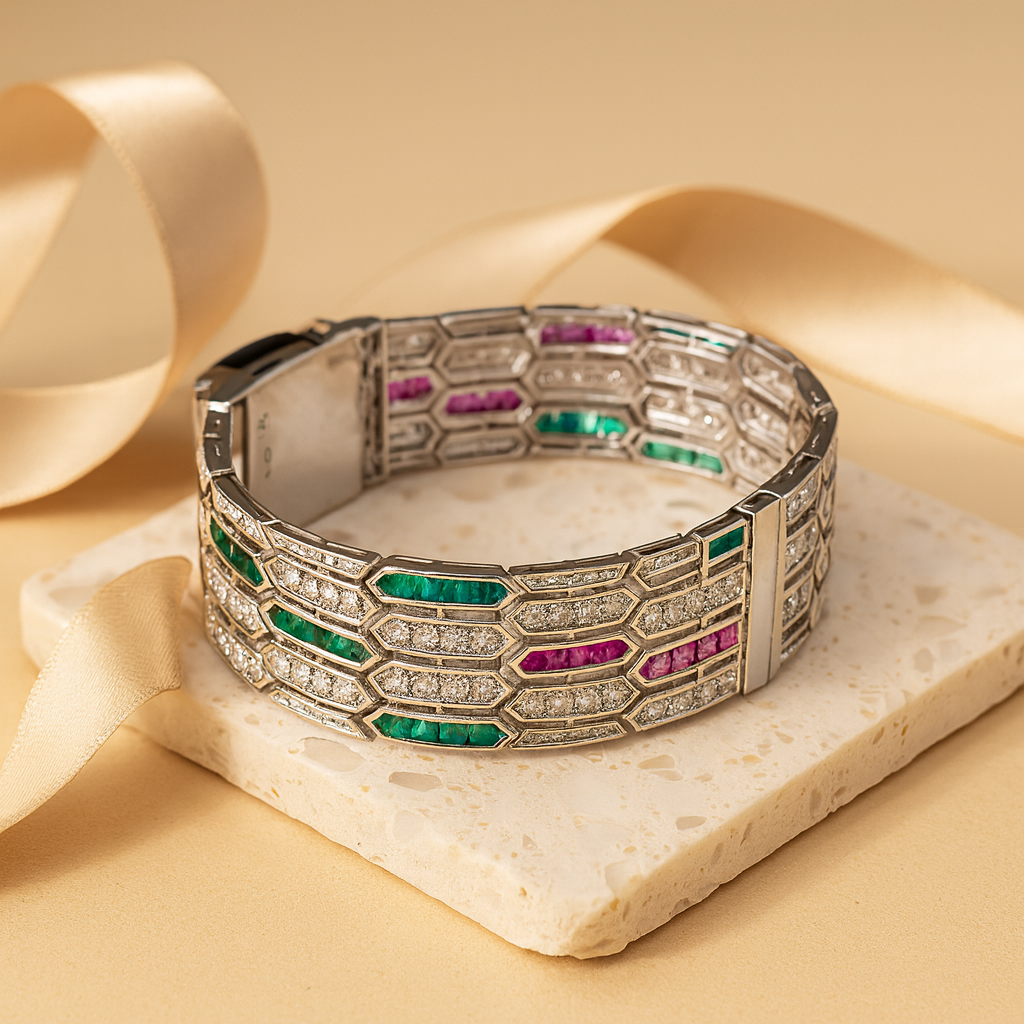 Aanura Regal Garnet Glow Stainless Bracelet