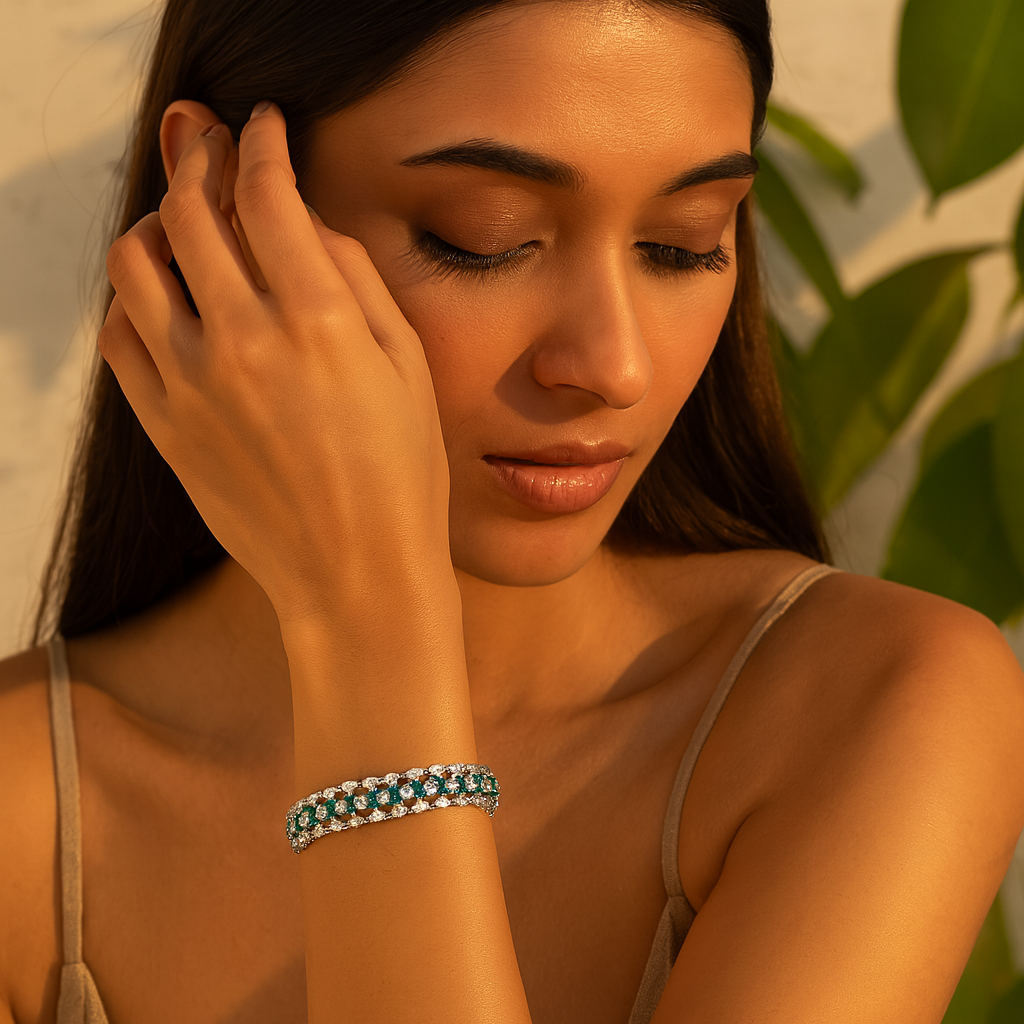 Aanura Radiant Diamond Silver Bracelet