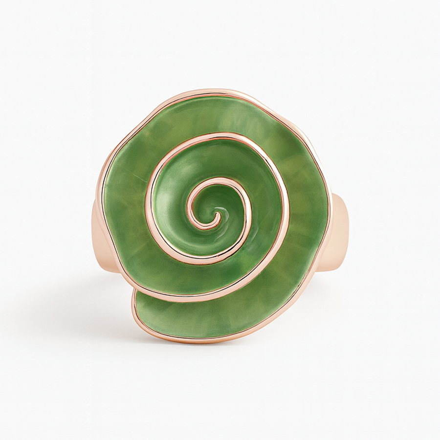 Aanura Green Spiral Statement Ring