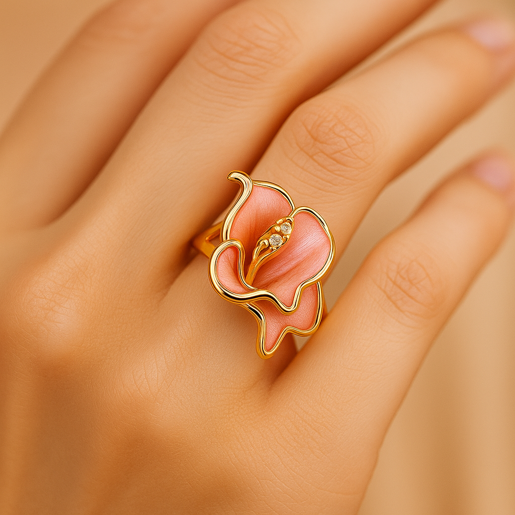 Aanura Gold-Plated Bow Ring with Pearl