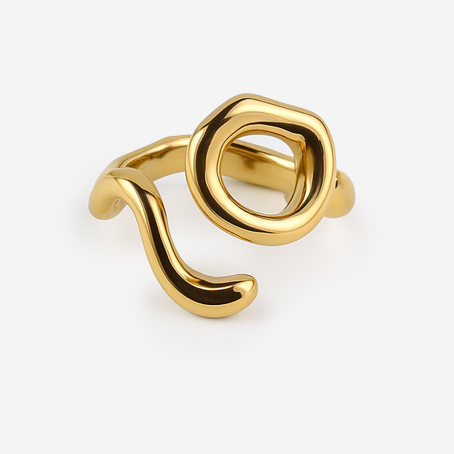 Aanura Two-Tone Sculptural Minimalist Statement Ring