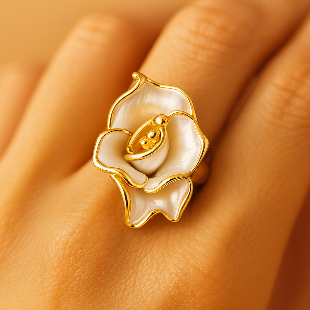 Aanura Gold-Plated Bow Ring with Pearl