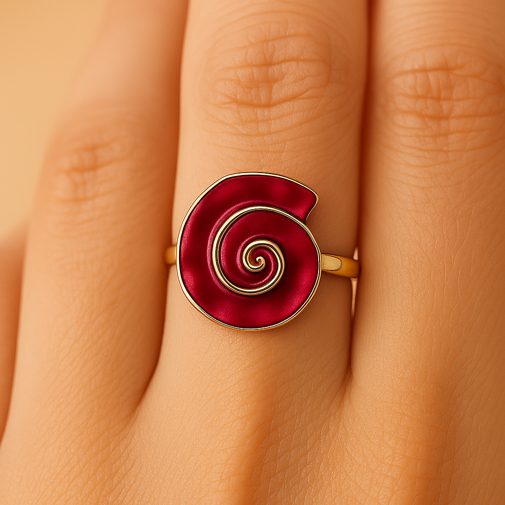 Aanura Green Spiral Statement Ring