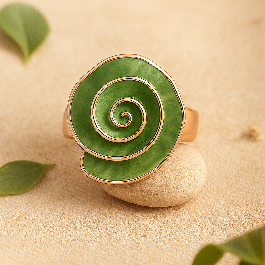 Aanura Green Spiral Statement Ring